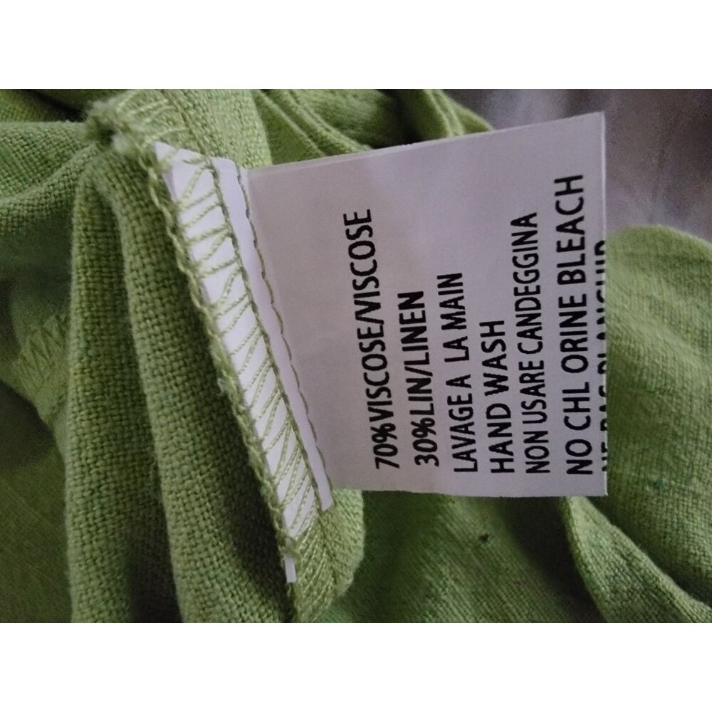 Green Ruffled One Shoulder Top Easy Clothes S Viscose/Linen Womens Blouse - Picture 4 of 5